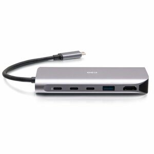 C2G USB-C® 4.0 6-in-1 Mini Docking Station with HDMI®, USB-A, Ethernet, and USB-C® 85W- 8K 60HZ - for Tablet, Notebook, Smartphone, Monitor - Charging Capability - USB Type C - 8K, 4K @ 60Hz, Full HD, 4K - 7680 x 4320, 3840 x 2160, 1920 x 1080 - 4 x USB Ports - 1 x USB Type-A Ports - USB Type-A - 3 x USB Type-C Ports - USB Type-C - 1 x RJ-45 Ports - Network (RJ-45) - 1 x HDMI Ports - HDMI - Gray - Wired - 2.5 Gigabit Ethernet - Linux, macOS, Windows - 85W