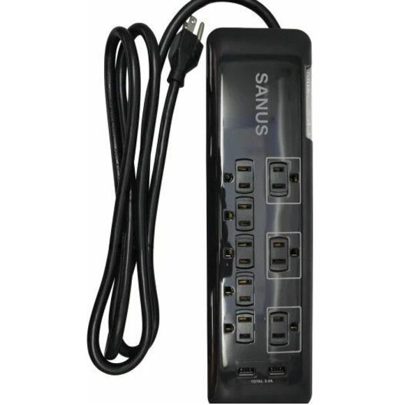 SANUS Surge Protected Power Strip with 8 Outlets and 2 USB Ports