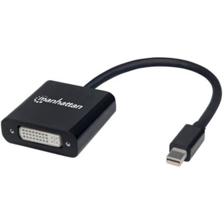 Mini DisplayPort 1.2a to DVI-I Dual-Link Adapter Cable, 4K@30Hz, Active, 19.5cm, Male to Female, Compatible with DVD-D, Black, Three Year Warranty