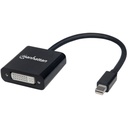 Mini DisplayPort 1.2a to DVI-I Dual-Link Adapter Cable, 4K@30Hz, Active, 19.5cm, Male to Female, Compatible with DVD-D, Black, Three Year Warranty