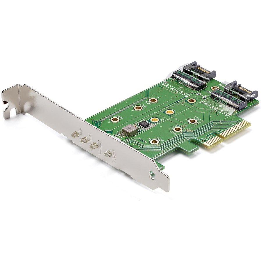 StarTech.com M.2 Adapter â€" 3 Port â€" 1 x PCIe (NVMe) M.2 â€" 2 x SATA III M.2 â€" SSD PCIE M.2 Adapter â€" M2 SSD â€" PCI Express SSD - Mount both PCIe (NVMe) and SATA based M.2 SSDs inside your computer using this PCI Express adapter card - 3-Port M.2 SSD (NGFF) Adapter Card - 1 x PCIe (NVMe) 2 x SATA III M.2 - PCIe 3.0 - PCI Express 3.0 M.2 NGFF card expands your computer's storage