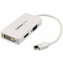 StarTech Travel A/V Adapter: 3-in-1 Mini DisplayPort to VGA DVI or HDMI Converter - White