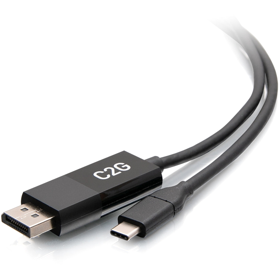 C2G 6ft USB C to DisplayPort Adapter - USB C to DP Adapter Cable - 4K 60Hz - M/M - 6 ft DisplayPort/USB-C A/V Cable for Audio/Video Device, Notebook, Projector - First End: 1 x Powered USB Type C - Male - Second End: 1 x DisplayPort Digital Audio/Video - Male - 5 Gbit/s - Supports up to 4096 x 2160 - Nickel Plated Connector - Black