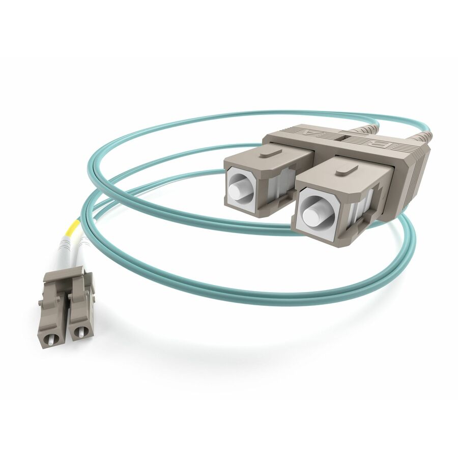 Unirise Fiber Optic Duplex Patch Network Cable - 82.02 ft Fiber Optic Network Cable for Network Device - First End: 2 x LC Network - Male - Second End: 2 x SC Network - Male - Patch Cable - Aqua