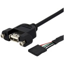 StarTech 1 ft Panel Mount USB Cable - USB A to Motherboard Header Cable F/F