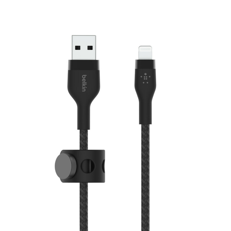 Belkin USB-A Cable with Lightning Connector - 3.30 ft Lightning/USB Data Transfer Cable for iPhone, iPad, iPod, iPad Pro, iPad Air, iPad mini - First End: 1 x USB Type A - Male - Second End: 1 x Lightning - Male - MFI - Black