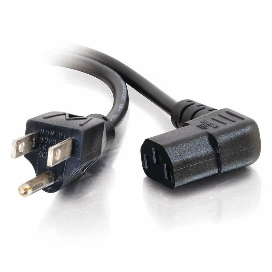 C2G Universal Power Cord - Right Angle - 18 AWG - NEMA 5-15P to IEC320C13R
