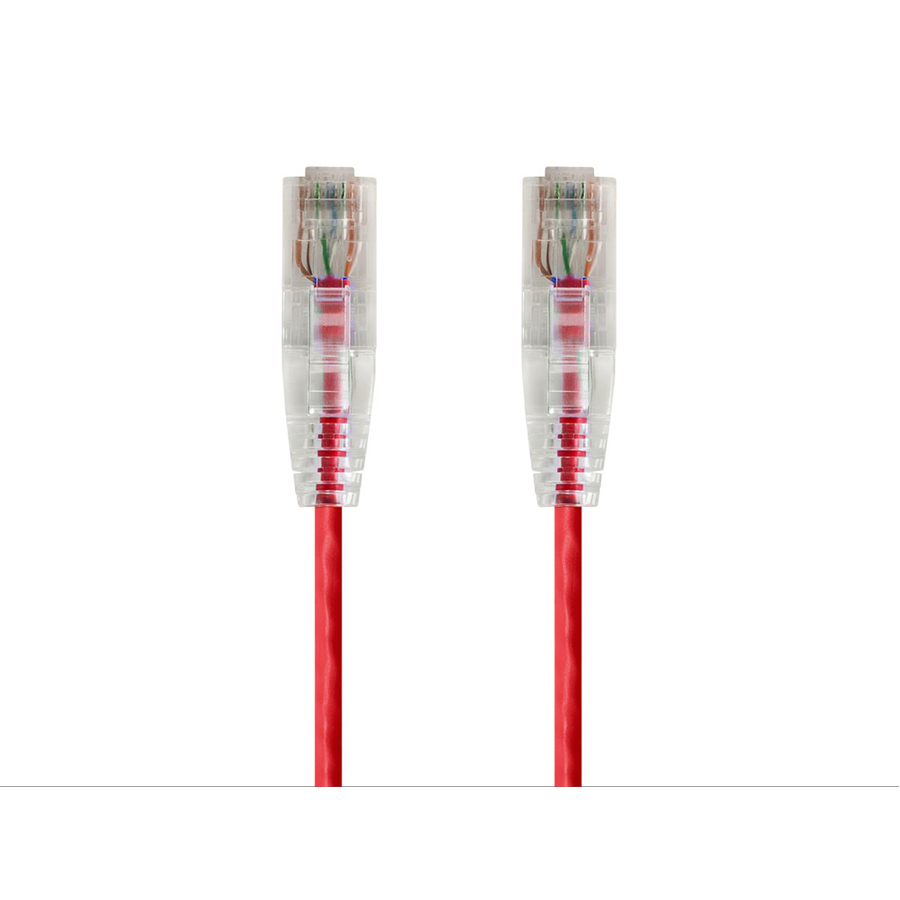 Monoprice SlimRun Cat6 28AWG UTP Ethernet Network Cable, 10ft Red