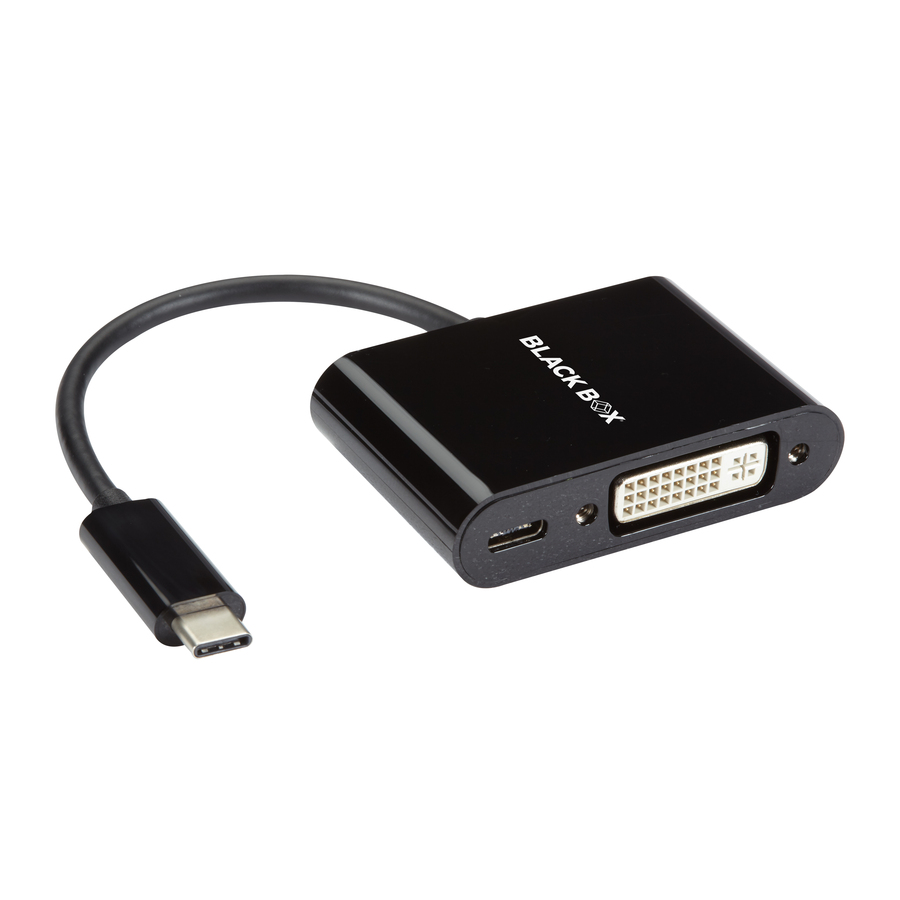 Black Box USB-C to DVI Adapter with 60W Power Delivery, 4K60, HDR