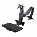 StarTech.com Sit Stand Monitor Arm - Desk Mount Sit-Stand Workstation up to 27inch VESA Display - Standing Desk Converter - Keyboard Tray - Desk mount sit-stand monitor arm supports single VESA display up to 27in/17.6lb (or 34" ultrawide) - Adjustable height/swivel/extension - 360 rotating screen- Ergonomic standing workstation converter with foldable L/R keyboard tray - Clamp/grommet