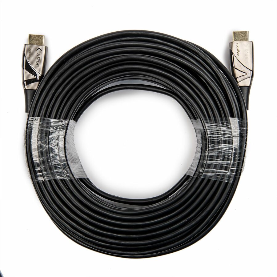 Rocstor Premium 100ft 4K High Speed HDMI to HDMI M/M Cable - Ultra HD HDMI 2.0 Supports 4k x 2k at 60Hz with resolutions up to 3840x2160p and 18Gbps Bandwidth - HDMI 2.0 to HDMI 2.0 Male/Male - HDMI 2.0 for HDTV, DVD Player - 100ft (30.5m) - 1 Retail Pack - 1 x HDMI Male - 1 x HDMI Male - Gold Plated Connectors - Shielding - Black - HDMI CABLE ULTRA HD 4Kx2K - HDMI for Audio/Video Devi SUPPORT 3D 4K2K 60HZ 18GBPS