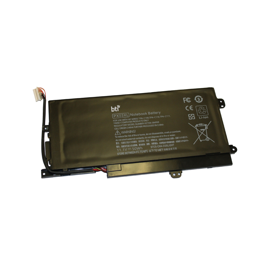 BTI PX03XL-BTI 11.1V 50WHR LI-ION BATTERY 715050-001, PX03XL ENVY 14-K002LA SLEEKBOOK, 14-K008TX SLEEKBOOK, 14-K010US SLEEKBOOK, 14-K026TX SLEEKBOOK, 14-K036TX SLEEKBOOK, 14-K106LA SLEEKBOOK, TOUCHSMART 14-K020US ULTRABOOK, TOUCHSMART M6-K001XX SLEEKBOOK, TOUCHSMART M6-K025DX SLEEKBOOK, TS 14-K004TX SLEEKBOOK, TS 14-K011TU SLEEKBOOK, TS 14-K021TX ULTRABOOK, TS 14-K025TX SLEEKBOOK, TS 14-K032TX ULTRABOOK, TS 14-K042TX SLEEKBOOK