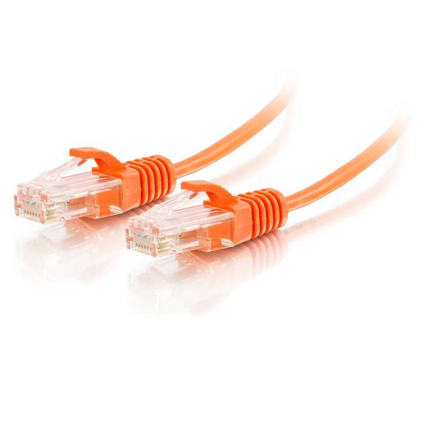 C2G 1ft Cat6 Snagless Unshielded (UTP) Slim Ethernet Cable - Cat6 Network Patch Cable - PoE - Orange