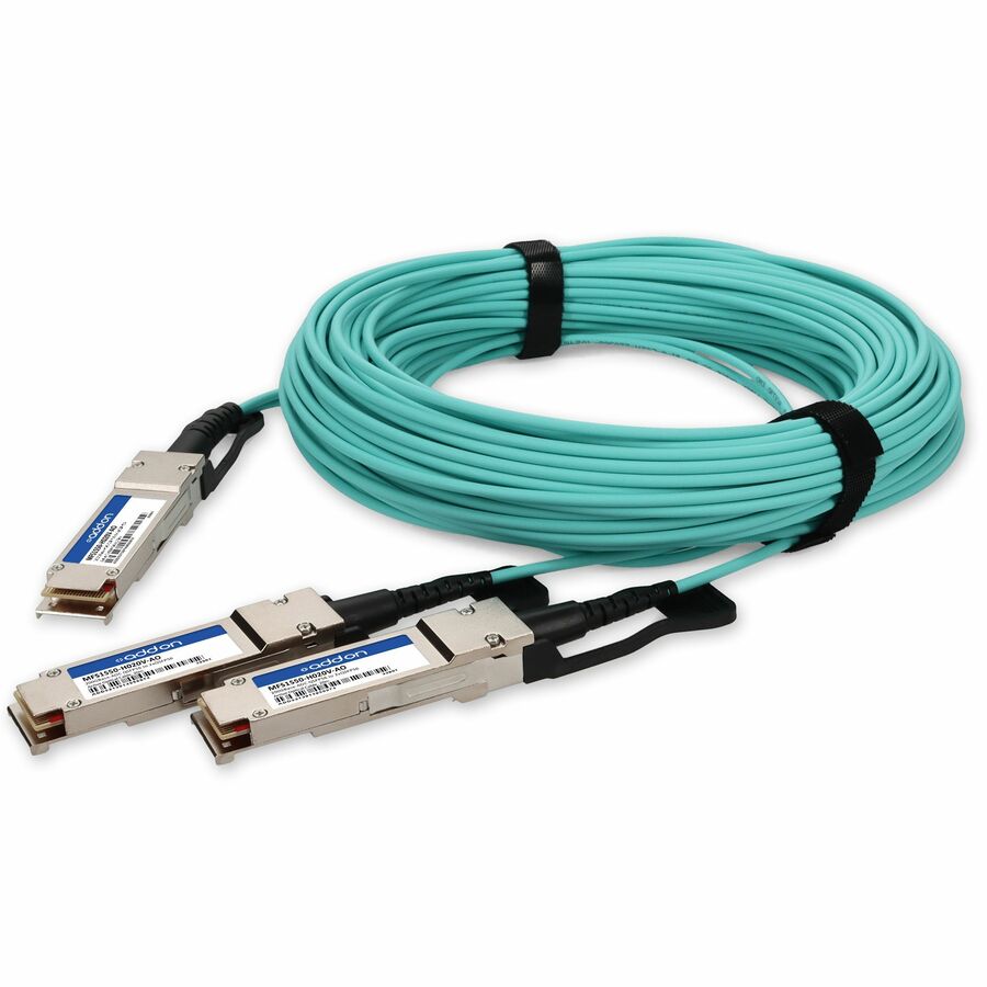 AddOn Mellanox® MFS1S50-H020V Compatible TAA 200G-AOC QSFP56 to 2xQSFP56 Infiniband HDR Active Optical Cable (850nm, MMF, 20m, LSZH)