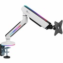 SIIG Mounting Arm for Monitor, Flat Panel Display, Curved Screen Display - White - Landscape/Portrait - Height Adjustable - 1 Display(s) Supported - 17" to 34" Screen Support - 19.80 lb Load Capacity - 75 x 75, 100 x 100 - VESA Mount Compatible - Aluminum