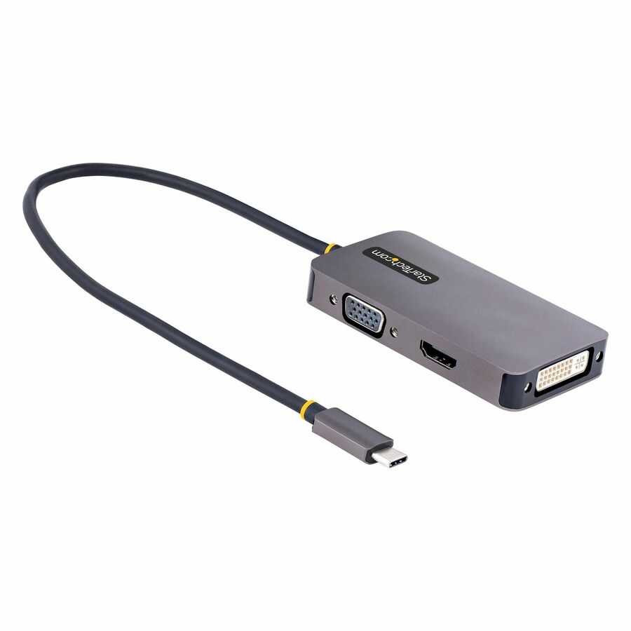 StarTech USB C Video Adapter, USB C to HDMI DVI VGA Adapter, 4K 60Hz, Aluminum, Video Display Adapter, USB Type C Travel Adapter