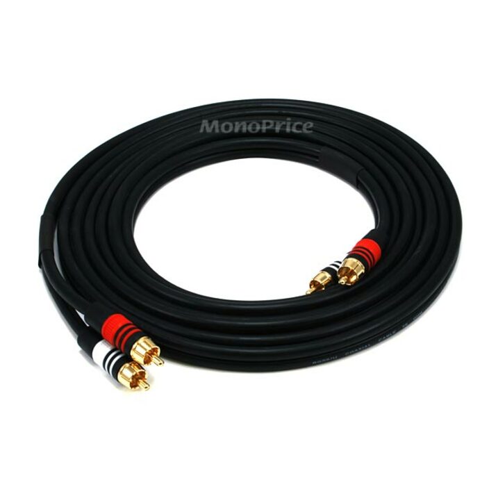 Monoprice 12ft Premium 2 RCA Plug/2 RCA Plug M/M 22AWG Cable - Black