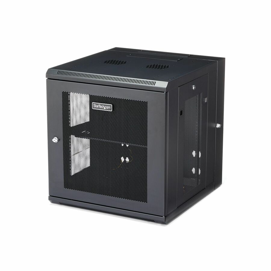 StarTech 4-Post 12U Wall Mount Network Cabinet, 19" Hinged Wall-Mounted Server Rack for IT Equipment, Flexible Lockable Rack Enclosure