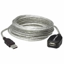 USB-A to USB-A Extension Cable, 5m, Male to Female, Active, 480 Mbps (USB 2.0), Daisy-Chainable, Built In Repeater, Hi-Speed USB, Translucent Silver, Three Year Warranty, Equivalent to USB2AAEXT5M (except colour).