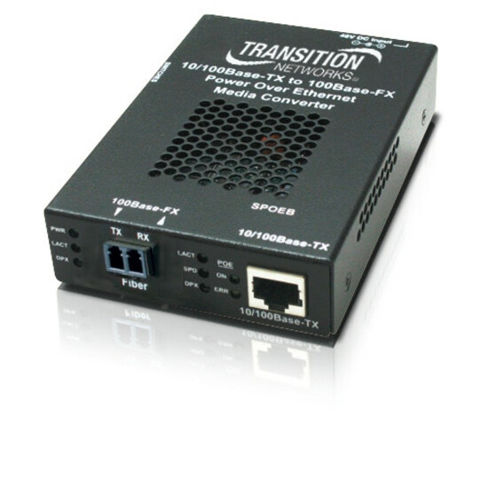 Transition Networks Stand-alone Fast Ethernet PoE Media Converter