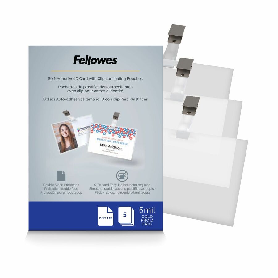 Fellowes Self-Adhesive Pouches - ID Tag, 5mil, 5 pack