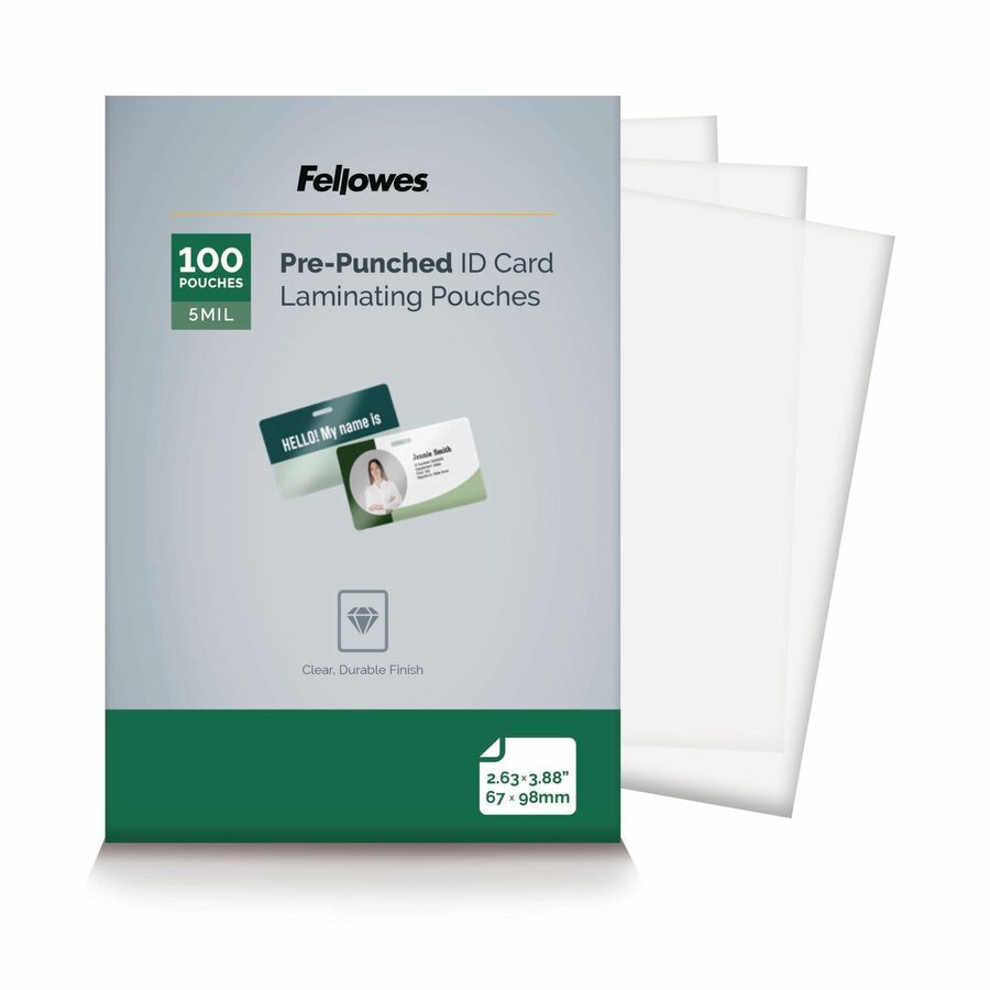 Fellowes Punched ID Card Glossy Thermal Laminating Pouches