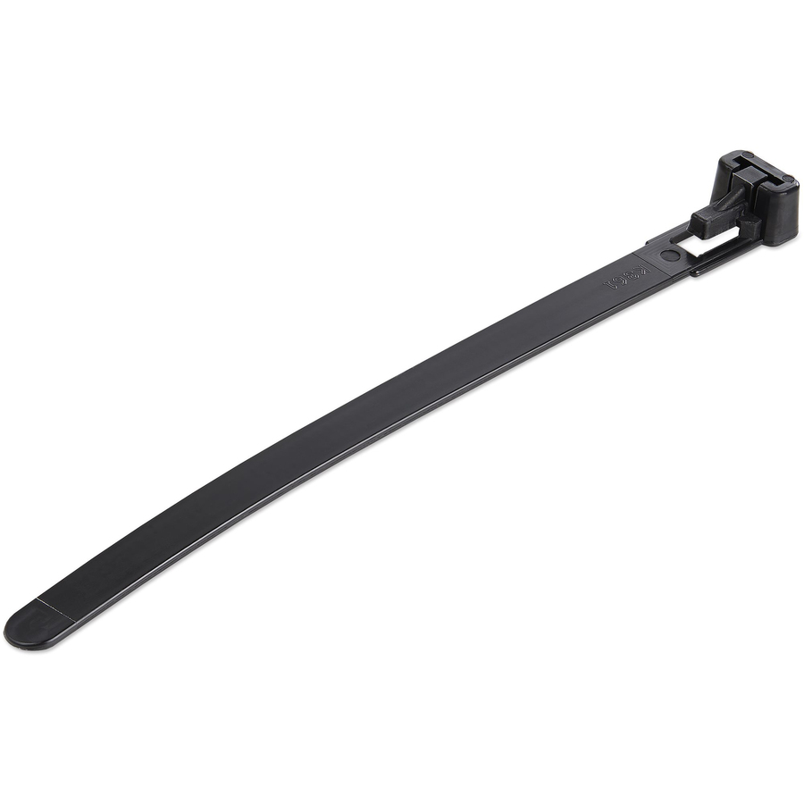 StarTech 5"(12cm) Reusable Cable Ties, 1-1/8"(30mm) Dia. 50lb(22Kg) Tensile Strength, Nylon, In/Outdoor, UL, 100 Pack, Black, TAA