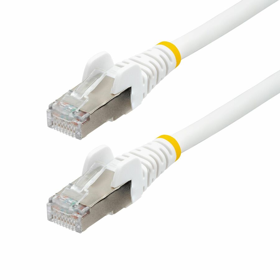 StarTech.com 1ft CAT6a Ethernet Cable, White Low Smoke Zero Halogen (LSZH) 10 GbE 100W PoE S/FTP Snagless RJ-45 Network Patch Cord - 1ft White Low Smoke Zero Halogen (LSZH) Shielded CAT6A Ethernet Cable - 10GbE Multi Gigabit 1/2.5/5/10Gbps - 100W PoE++ - 27 AWG 100% Copper Stranded Wire - Snagless 4 pair S/FTP RJ45 Network Patch Cord, ETL Verified, ANSI/TIA-568.2-D Category 6A