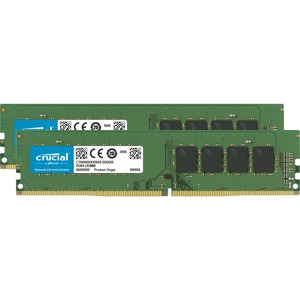 [15-Cru2X16-32GBDDR4-3200] Micron 32GB (2 x 16GB) DDR4 SDRAM Memory Kit - For Desktop PC - 32 GB (2 x 16GB) - DDR4-3200/PC4-25600 DDR4 SDRAM - 3200 MHz - CL22 - 1.20 V - Non-ECC - Unbuffered - 288-pin - DIMM