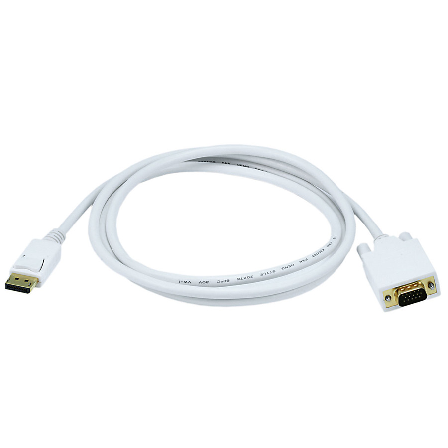 Monoprice 6ft 28AWG DisplayPort to VGA Cable - White