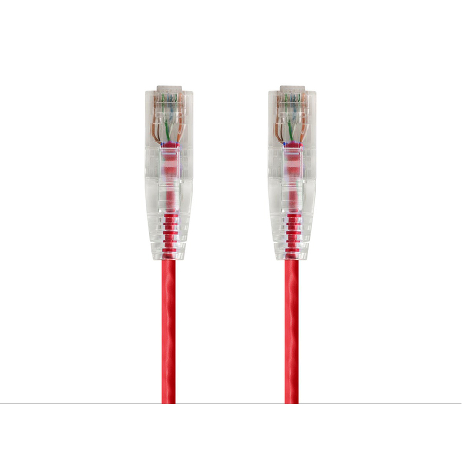 Monoprice SlimRun Cat6 28AWG UTP Ethernet Network Cable, 1ft Red