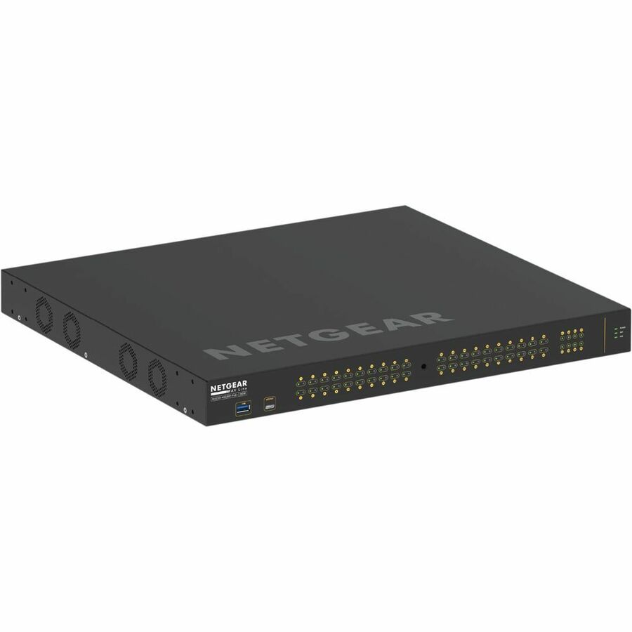 Netgear M4250-40G8XF-PoE+ AV Line Managed Switch - 40 Ports - Manageable - Gigabit Ethernet, 10 Gigabit Ethernet - 10/100/1000Base-T, 10GBase-X - 3 Layer Supported - Modular - 89.20 W Power Consumption - 960 W PoE Budget - Optical Fiber, Twisted Pair - PoE Ports - 1U - Rack-mountable, Table Top - Lifetime Limited Warranty