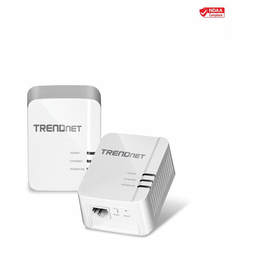 TRENDnet Powerline 1300 AV2 Adapter Kit, Includes 2 x TPL-422E Powerline Ethernet Adapters, IEEE 1905.1 & IEEE 1901, Gigabit Port, Range Up To 300m (984 ft), Simple Installation, White, TPL-422E2K