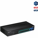 TRENDnet 10-Port Gigabit Web Smart PoE+ Switch, 8 x Gigabit PoE+ Ports, 2 x SFP Slots, Vlan, QoS, IPv6 Support, 20Gbps Switching Capacity, 75W PoE Power Budget, Lifetime Protection, Black, TPE-082WS - 10-Port Gigabit Web Smart PoE+ Switch