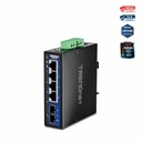 TRENDnet 5-Port Hardened Industrial Gigabit DIN-Rail Switch, TI-G51SC, 1 x Multi-Mode SC Port, 4 x Gigabit Ports, 10Gbps, IP30 Rated, Lifetime Protection, Black - 5 Ports - Gigabit Ethernet - 1000Base-T, 1000Base-SX - 2 Layer Supported - Modular - 3.60 W Power Consumption - Twisted Pair, Optical Fiber - DIN Rail Mountable, Wall Mountable - Lifetime Limited Warranty