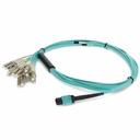AddOn 3m MPO/UPC to 6xLC/UPC Duplex Aqua OM4 OFNR (Riser-Rated) 12-Strand Fiber Fanout Cable, MMF (Multi Mode), 50/125