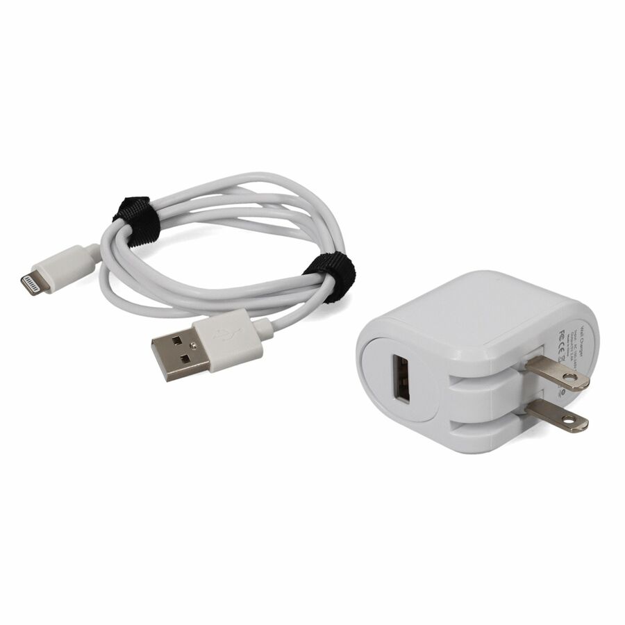 AddOn 1m USB A 2.0 Male to Lightning Male White Cable with 5V 2.4A Wall Plug