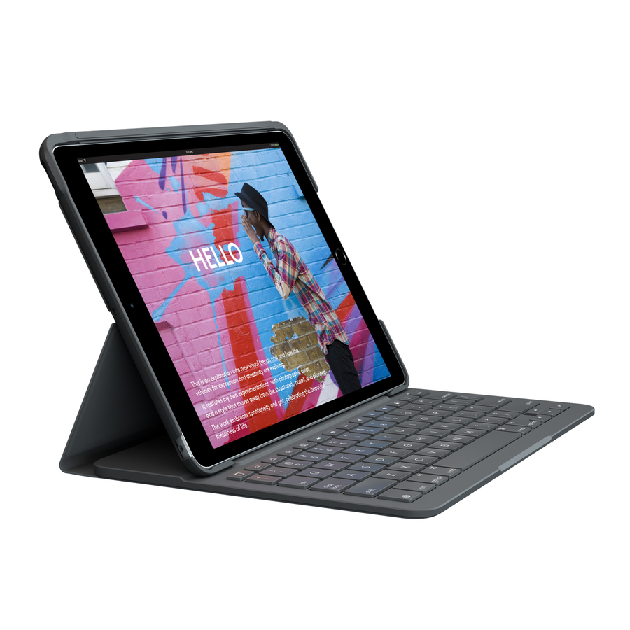 Logitech Slim Folio Keyboard/Cover Case (Folio) iPad (7th Generation), iPad (8th Generation), iPad (9th Generation) Tablet - Graphite