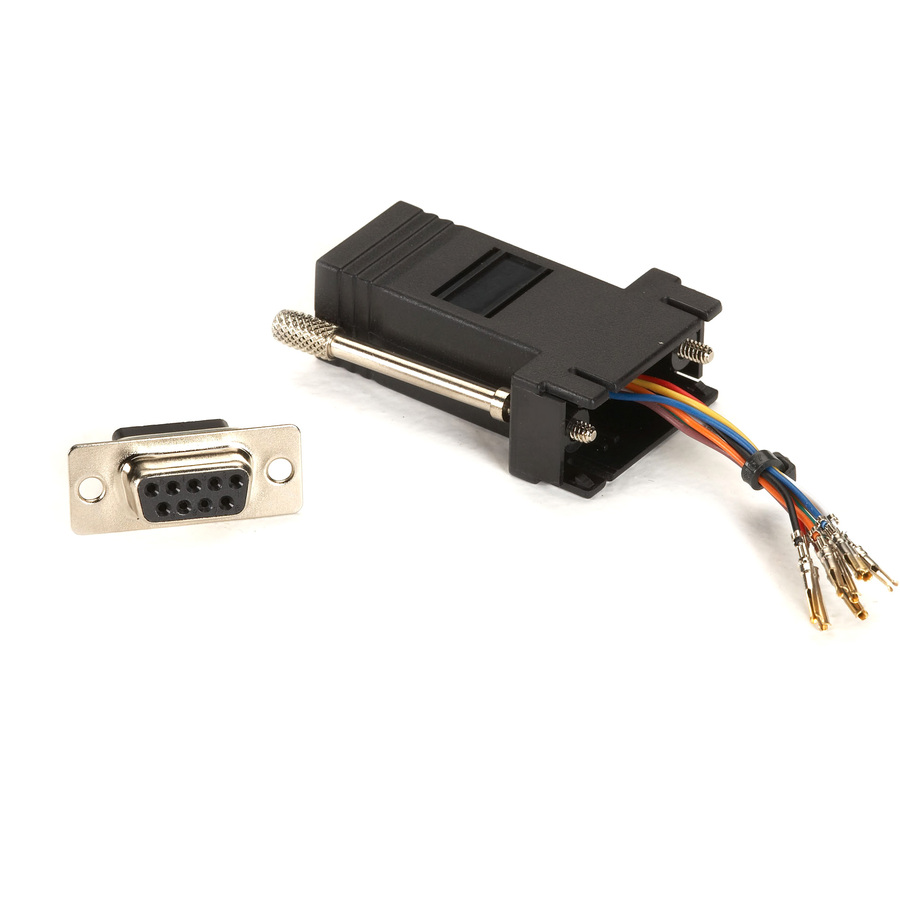 Black Box DB9 Female to RJ45F Modular Adapter Kit with Thumbscrews Black