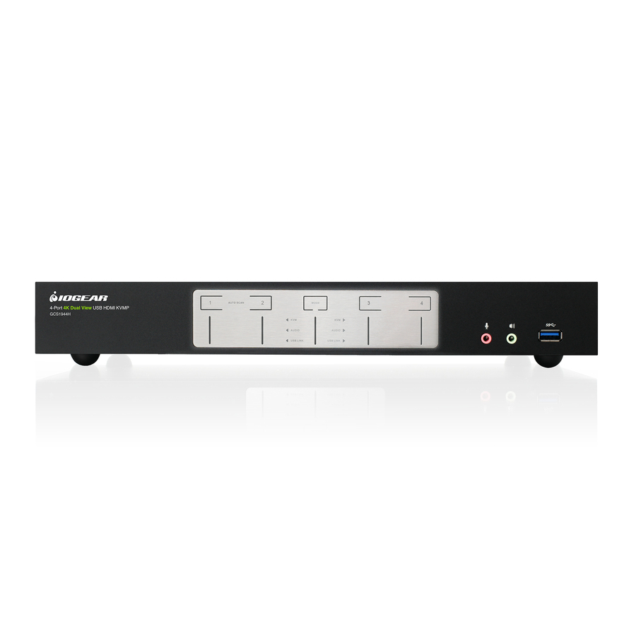 IOGEAR 4-Port 4K Dual View KVMP Switch with HDMI Connection, USB 3.0 Hub and Audio