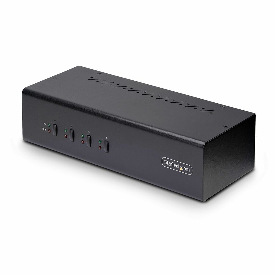 StarTech 4-Port Dual-Monitor DisplayPort KVM Switch, 4K 60Hz, 2x USB 5Gbps Ports, Hotkey/Push-Button Switching, TAA Compliant