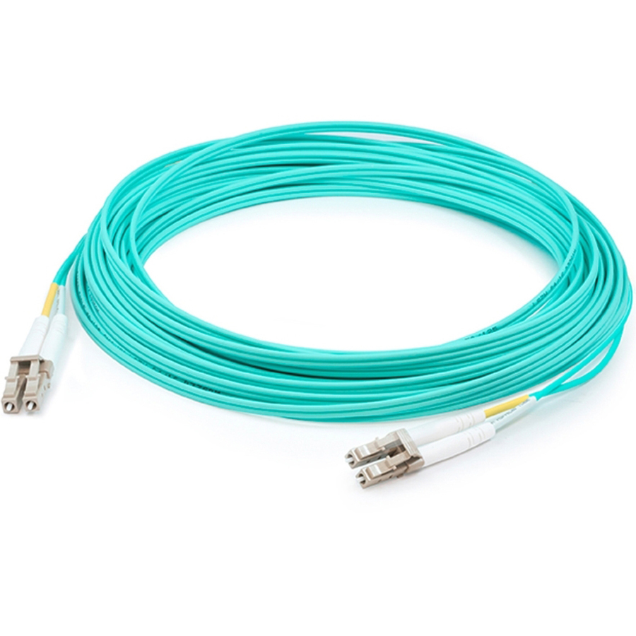 AddOn 15m LC to LC Aqua OM4 Duplex OFNR (Riser-Rated) Fiber Patch Cable