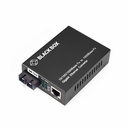 Black Box Pure Networking Transceiver/Media Converter - 1 x Network (RJ-45) - 1 x SC Ports - Single-mode - 1310 nm Fiber - Gigabit Ethernet - 10/100/1000Base-TX, 1000Base-LX - 10 km - Power Adapter - Standalone, Rack-mountable
