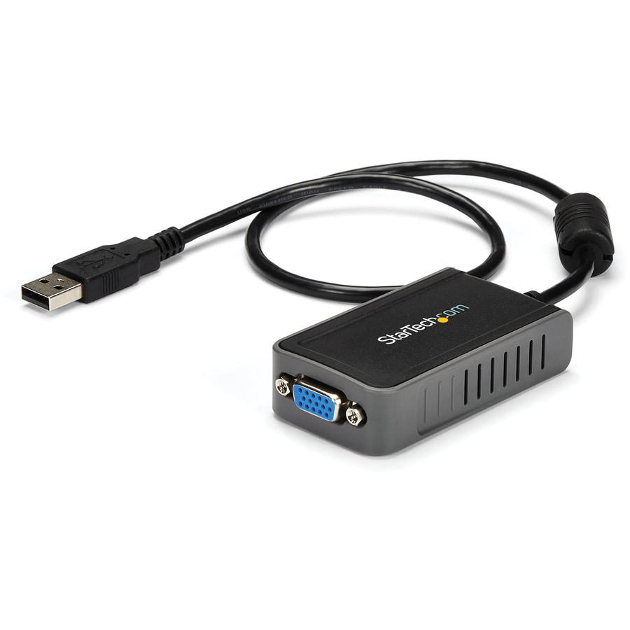 StarTech.com USB 2.0 to VGA Adapter, USB to VGA Monitor Converter for Windows, 1440x900 (no support for macOS/ChromeOS/Linux) - TAA - Windows only; No support for macOS, ChromeOS or Linux - Works w/ Windows X86/X64/ARM platforms (Intel, AMD, Snapdragon X Copilot+ PC) - Connect your computer to a VGA monitor - Best performance at 1440x900 (higher resolutions supported) - USB powered