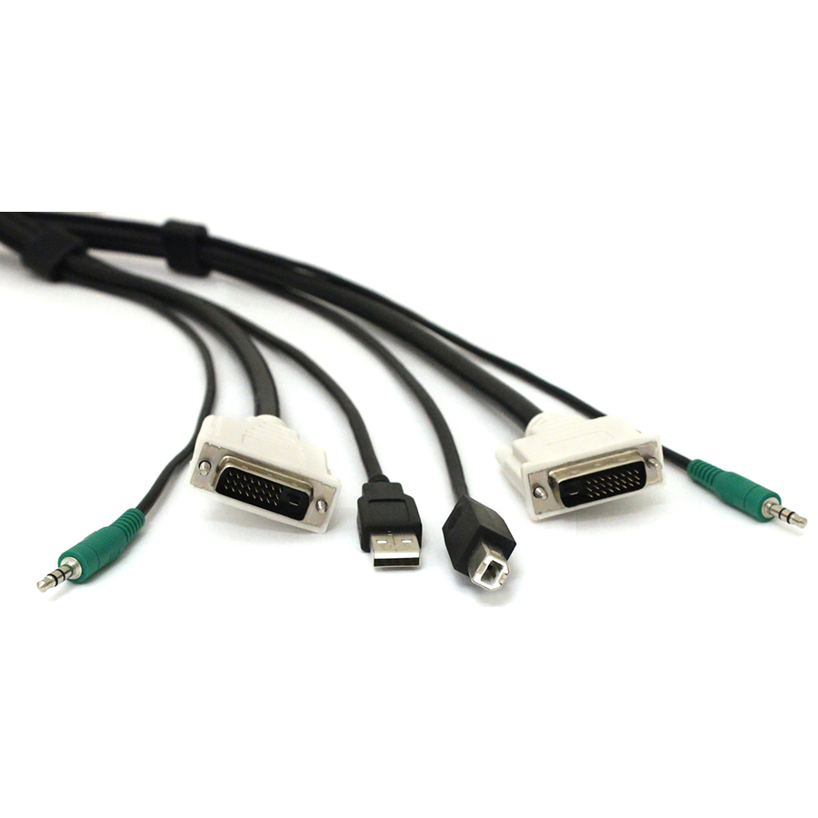 Black Box DVI KVM Cable - USB A-B, 3.5mm Audio, 6-ft. (1.8-m)