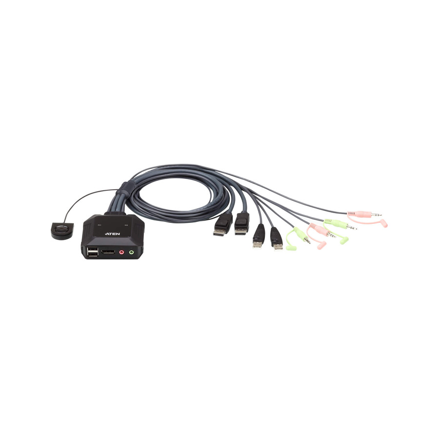 ATEN 2-Port USB DisplayPort Cable KVM Switch with Remote Port Selector