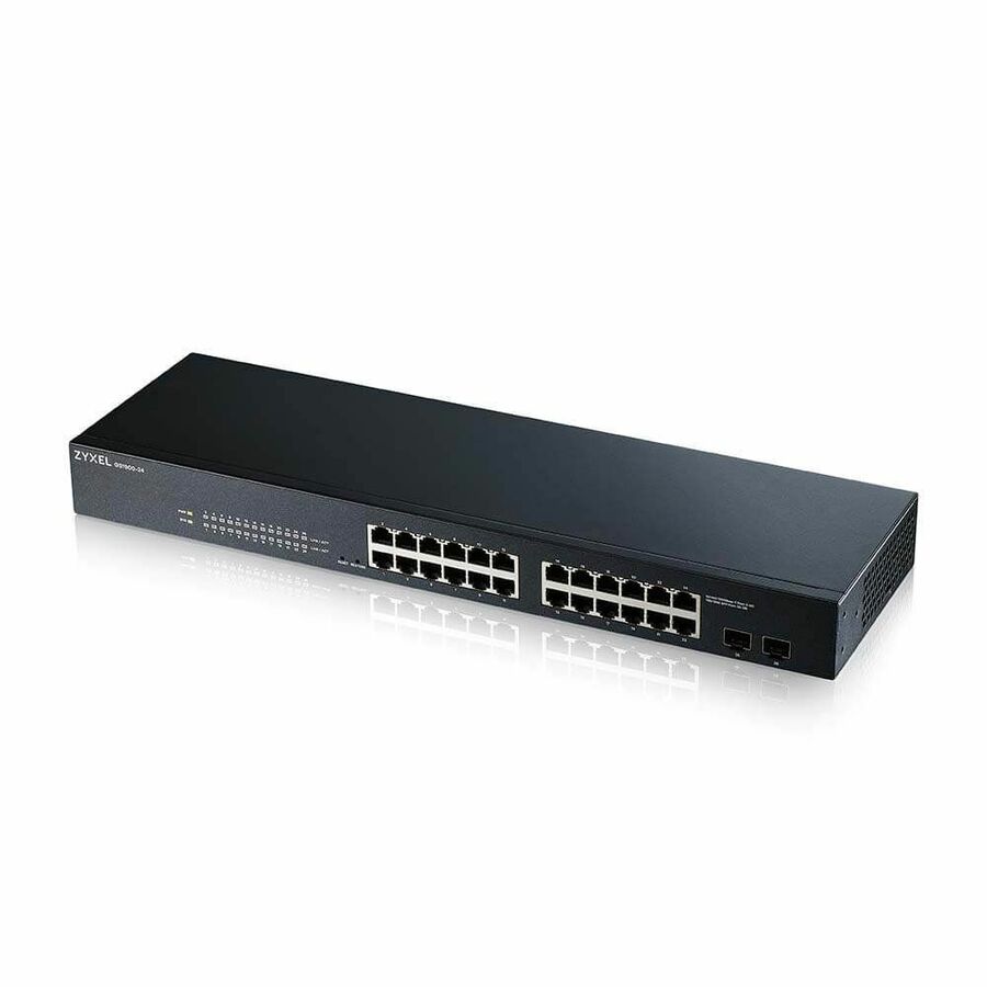 ZyXEL GS1900-24 Fanless 24 Port GbE L2 Web Managed Rackmountable Switch - 24 Ports - Manageable - 24 x RJ-45 - 2 x Expansion Slots - 10/100/1000Base-T - Desktop, Rack-mountable