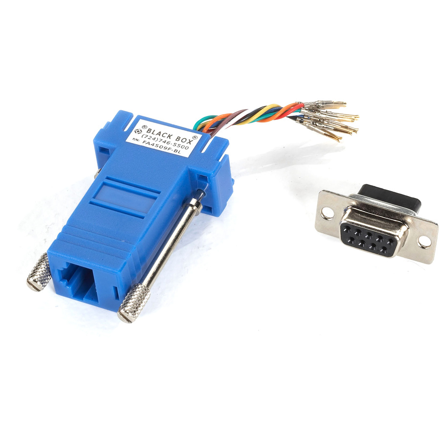 Black Box Modular Adapter Kit - DB9 Female to RJ45 Female, Blue