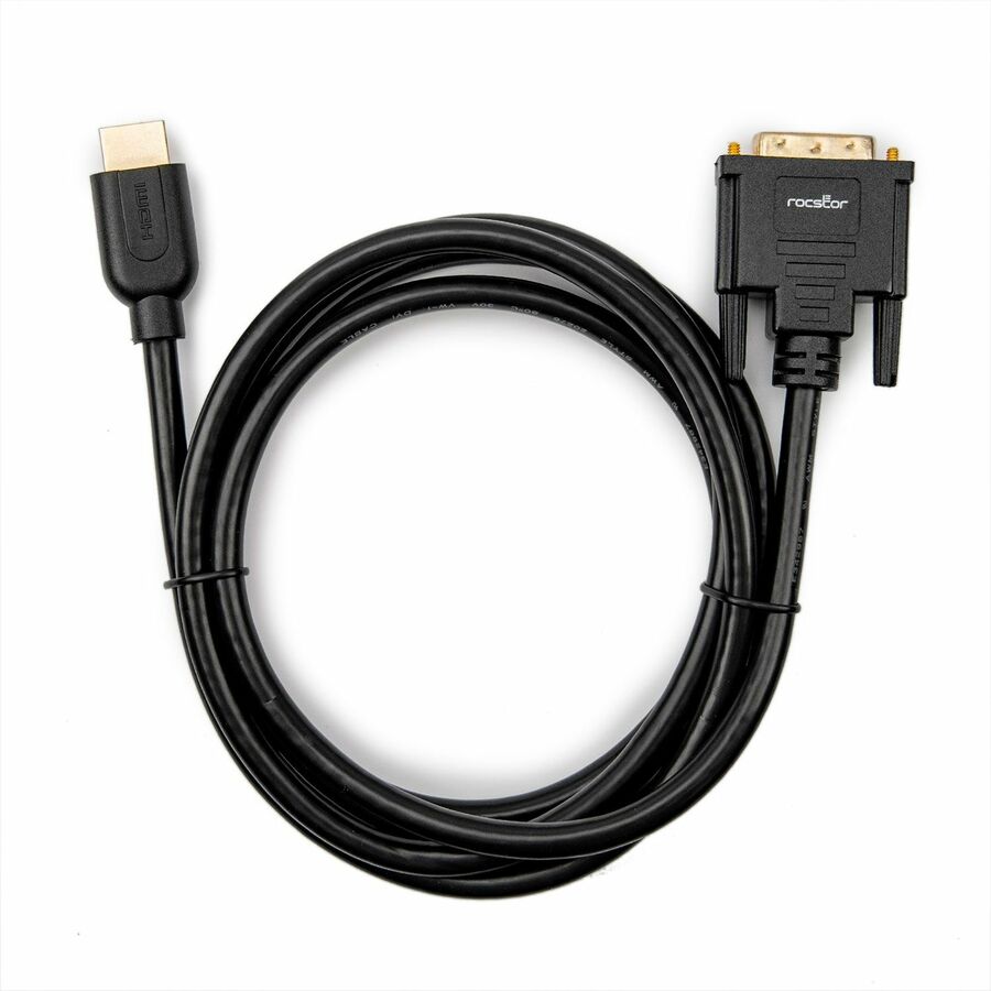Rocstor Premium HDMI to DVI-D Cable - M/M - 6 ft - 1 x DVI-D Male - 1 x Male HDMI - For Notebook, Audio/Video Device, Home Theater System, Digital Signage Display, Desktop Computer - First End: 1 x 19-pin DVI-D (Single-Link) Digital Video - Male - Second End: 1 x HDMI Type A Digital Audio/Video - Male - Supports up to 1920 x 1200 - Shielding - Gold Plated Connector - Gold Plated Contact - Black