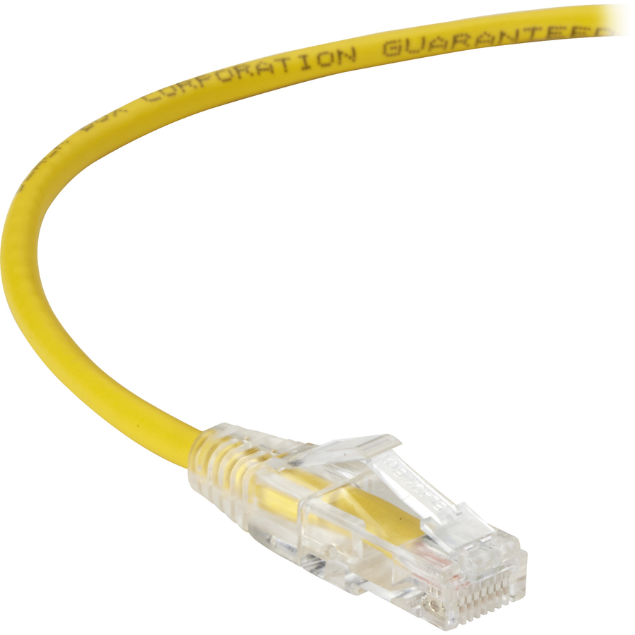 Black Box Slim-Net Cat.6a UTP Patch Network Cable - 5 ft Category 6a Network Cable for Patch Panel, Wallplate, Network Device - First End: 1 x RJ-45 Network - Male - Second End: 1 x RJ-45 Network - Male - 10 Gbit/s - Patch Cable - Gold Plated Contact - CM - 28 AWG - Yellow